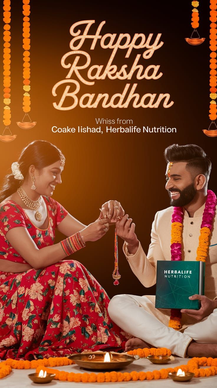 Joyful Raksha Bandhan Celebration in Warm Light