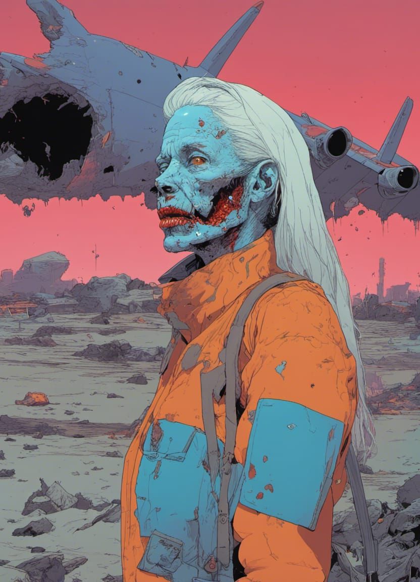 Zombie Stewardess in Wrecked Jet: 1980s Trading Card