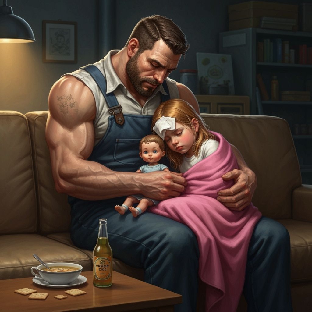 Tender Factory Worker Cradles Sick Daughter