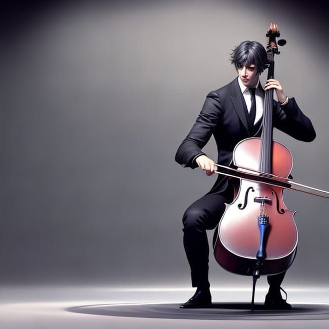 Dramatic Cello Player Portrait in Hyperdetailed Style