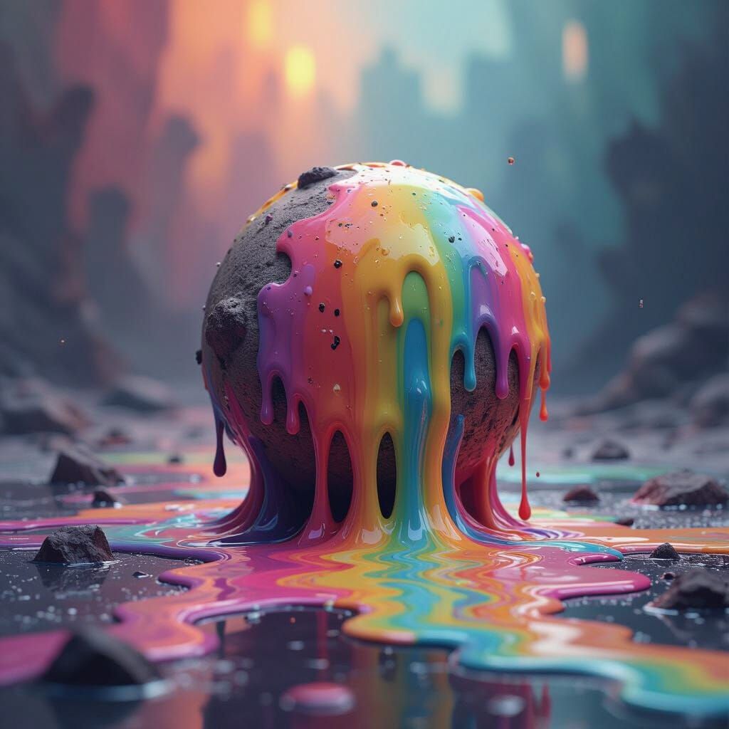 Surreal Melting Object in Dreamlike Digital Art