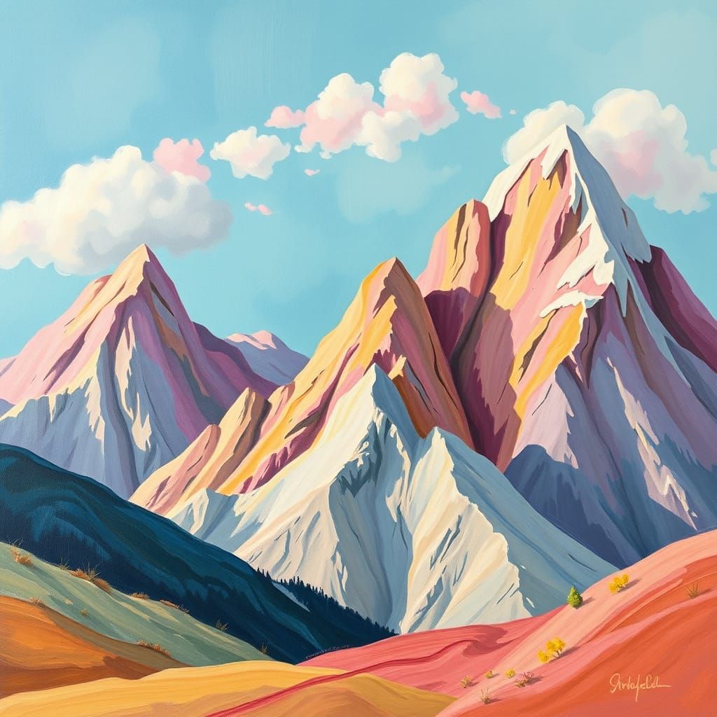 Abstract Marshmallow Mountains in Complementary Colors