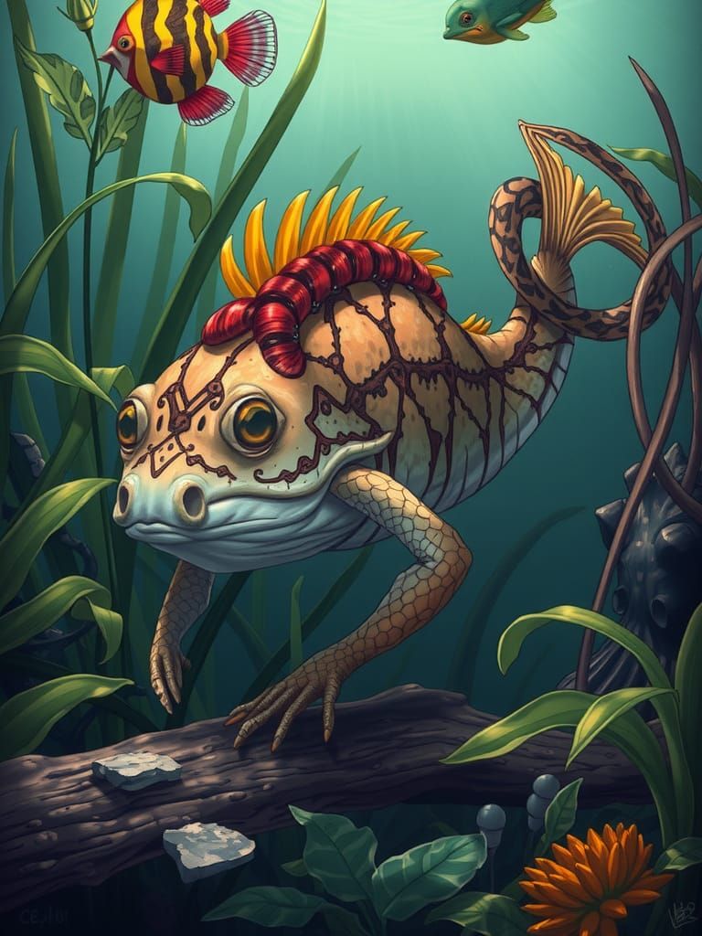 Chameleon-Flounder Hybrid in an Underwater Environment