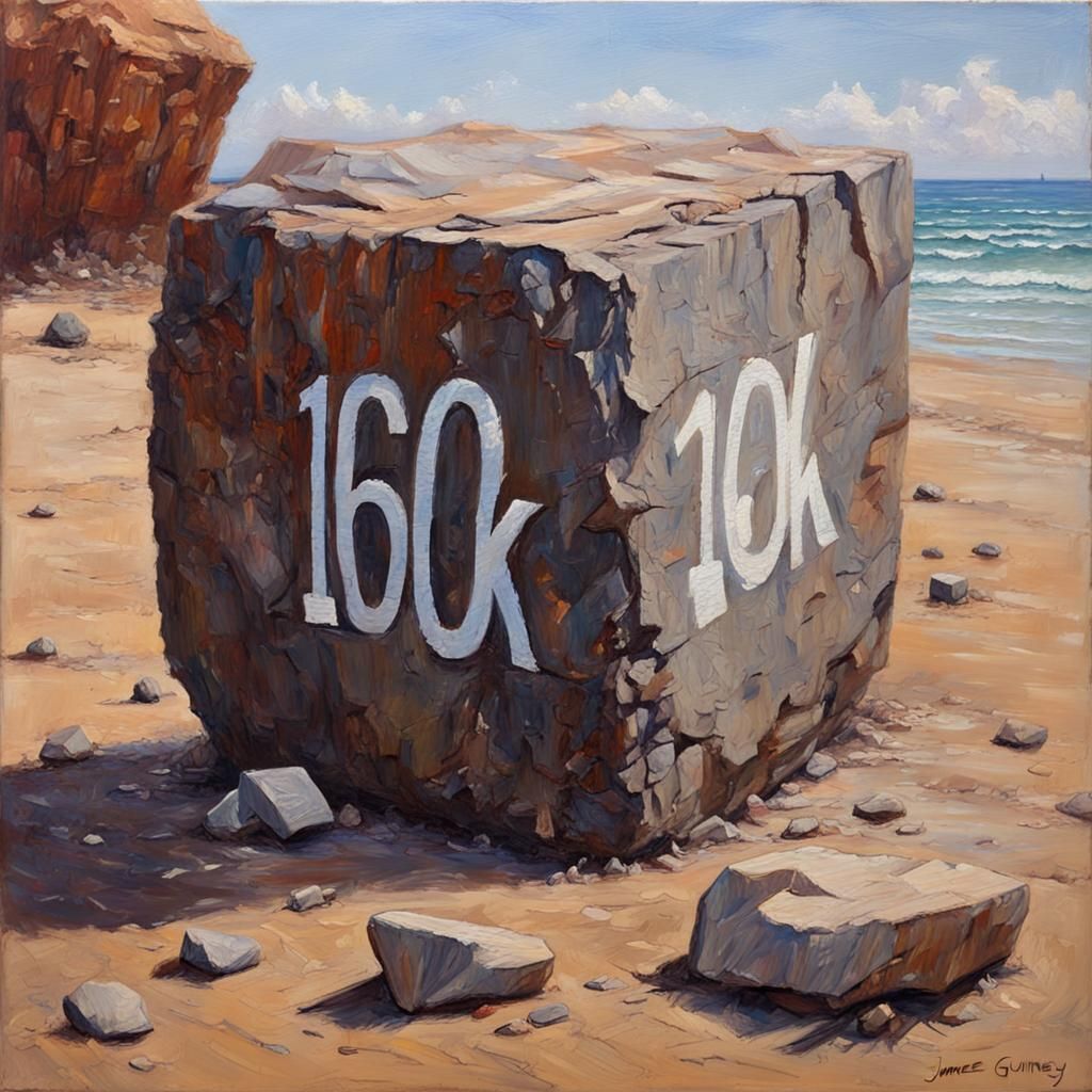 160k on Stone Block in Oil Painting