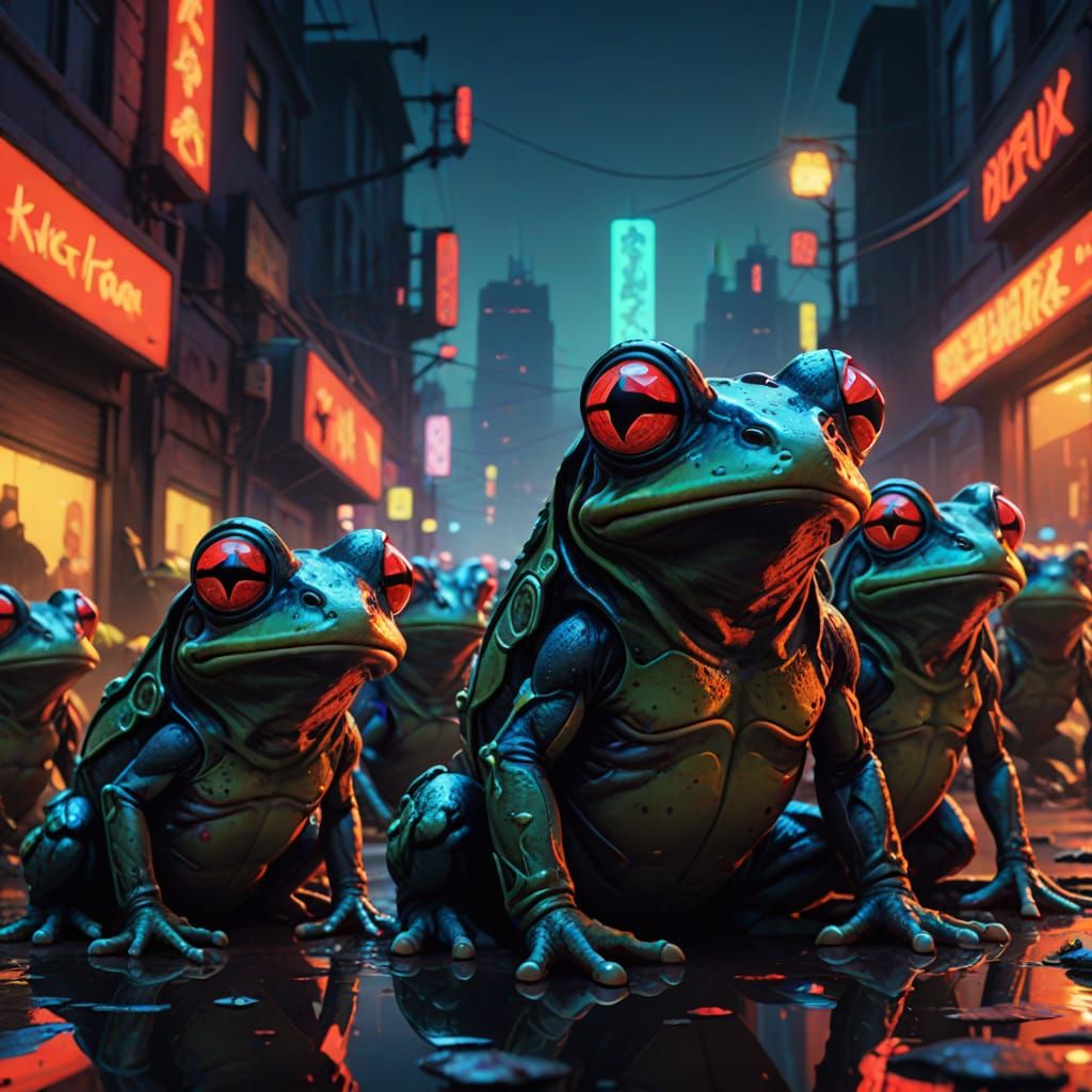 Creepy Cute Alien Frogs with Glowing Eyes