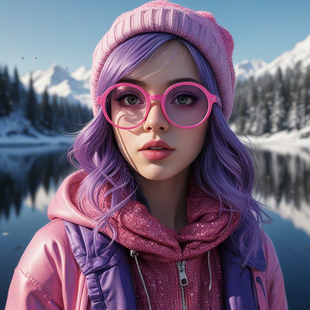 Vibrant Gothic Teen in Winter Wonderland