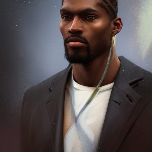 Hyperdetailed Portrait of a Black Man in Art Nouveau Style