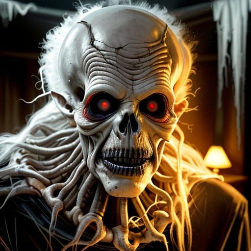 Surreal Night Terror in High-Contrast Darkness