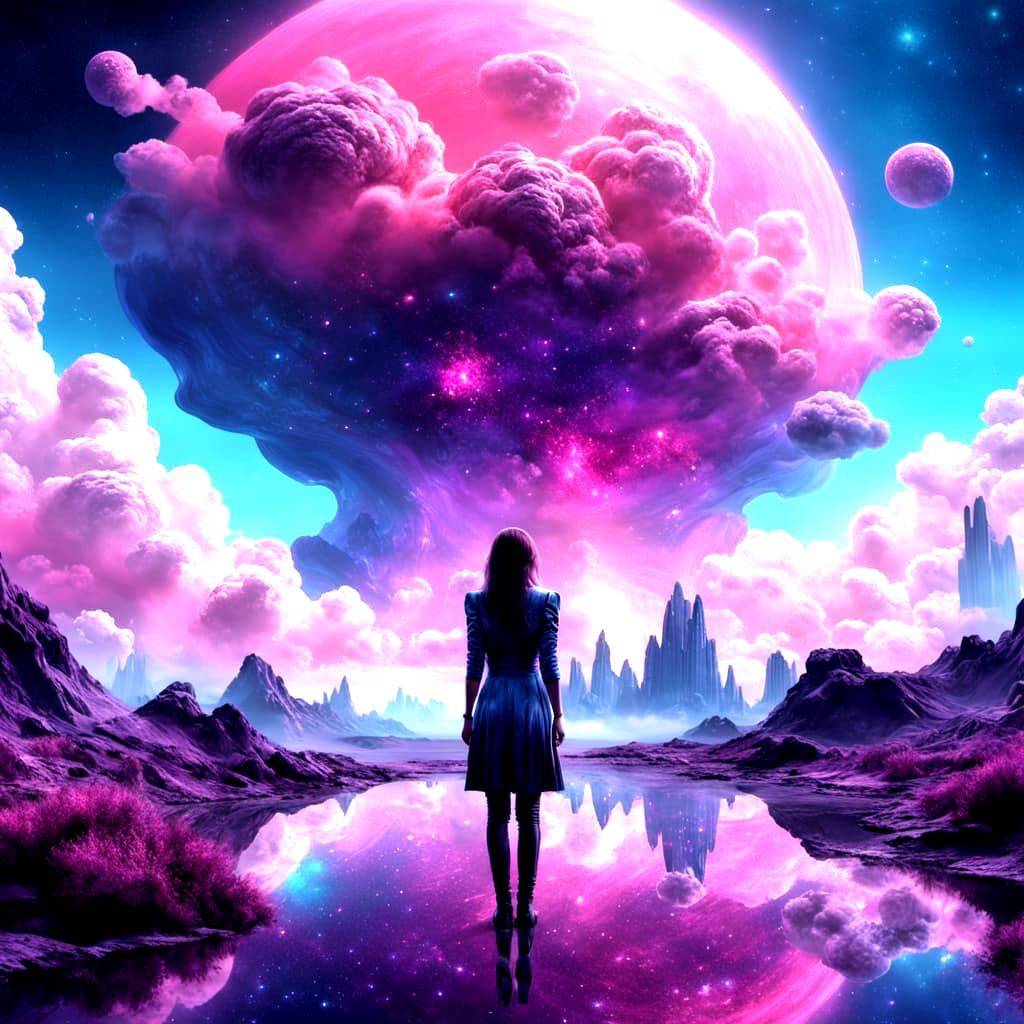 Cosmic Goddess in Vibrant Glittering Hues