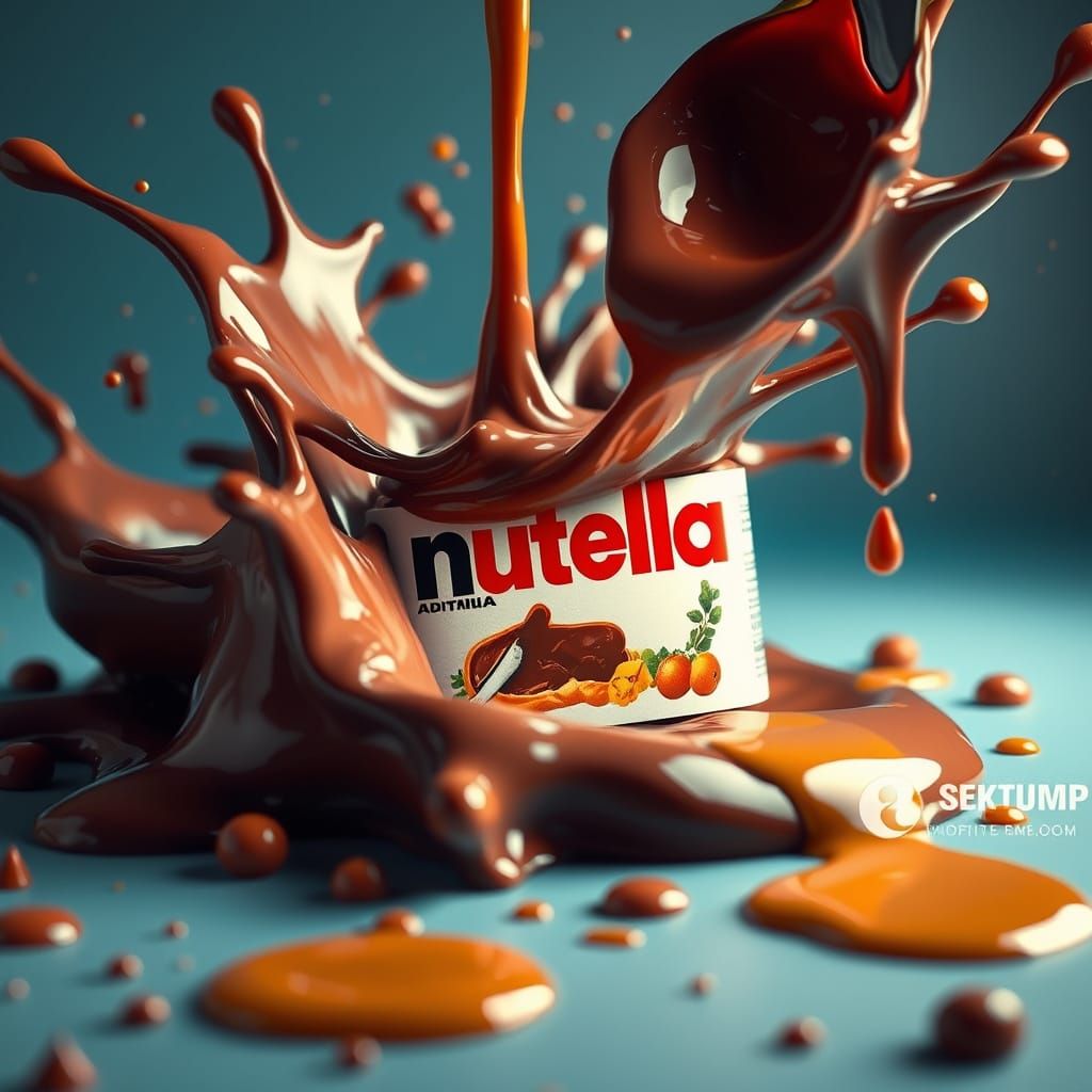 Chocolate and Nutella Splattering in Dreamlike Scene