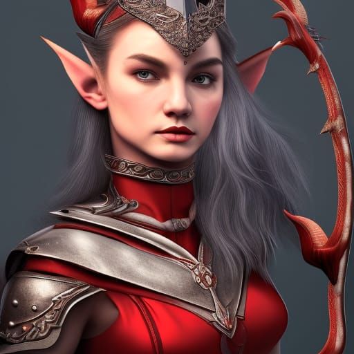 Fierce Blood Elf Queen Ready to Battle Dragon