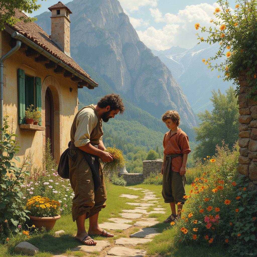 Idyllic Garden Scene in the Style of Romanticism