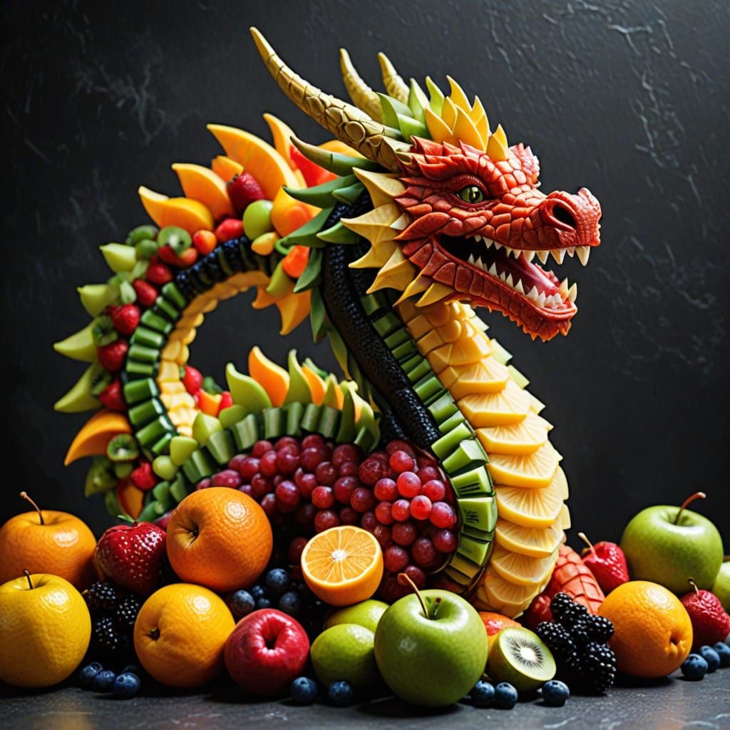 Fruit Dragon: A Colorful Edible Sculpture