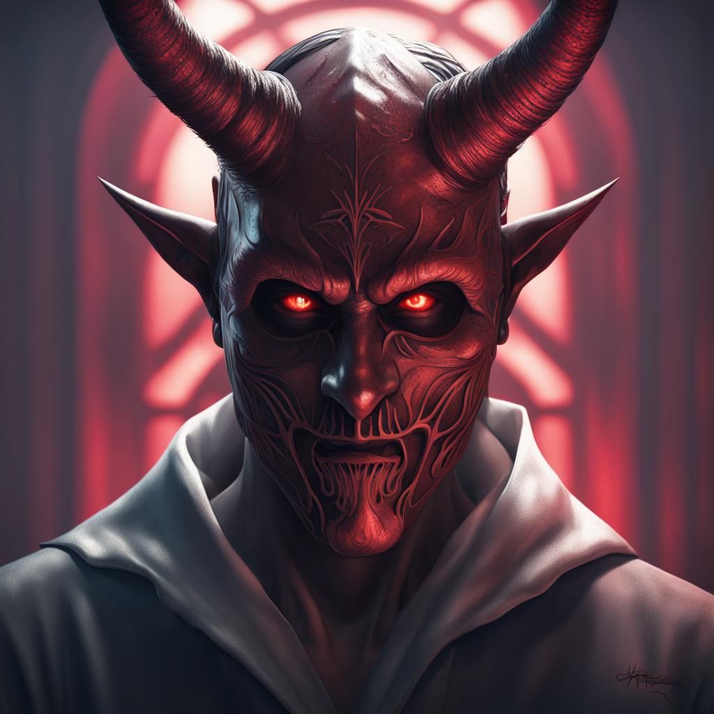Evil Masked Figure: Hyperdetailed Portrait