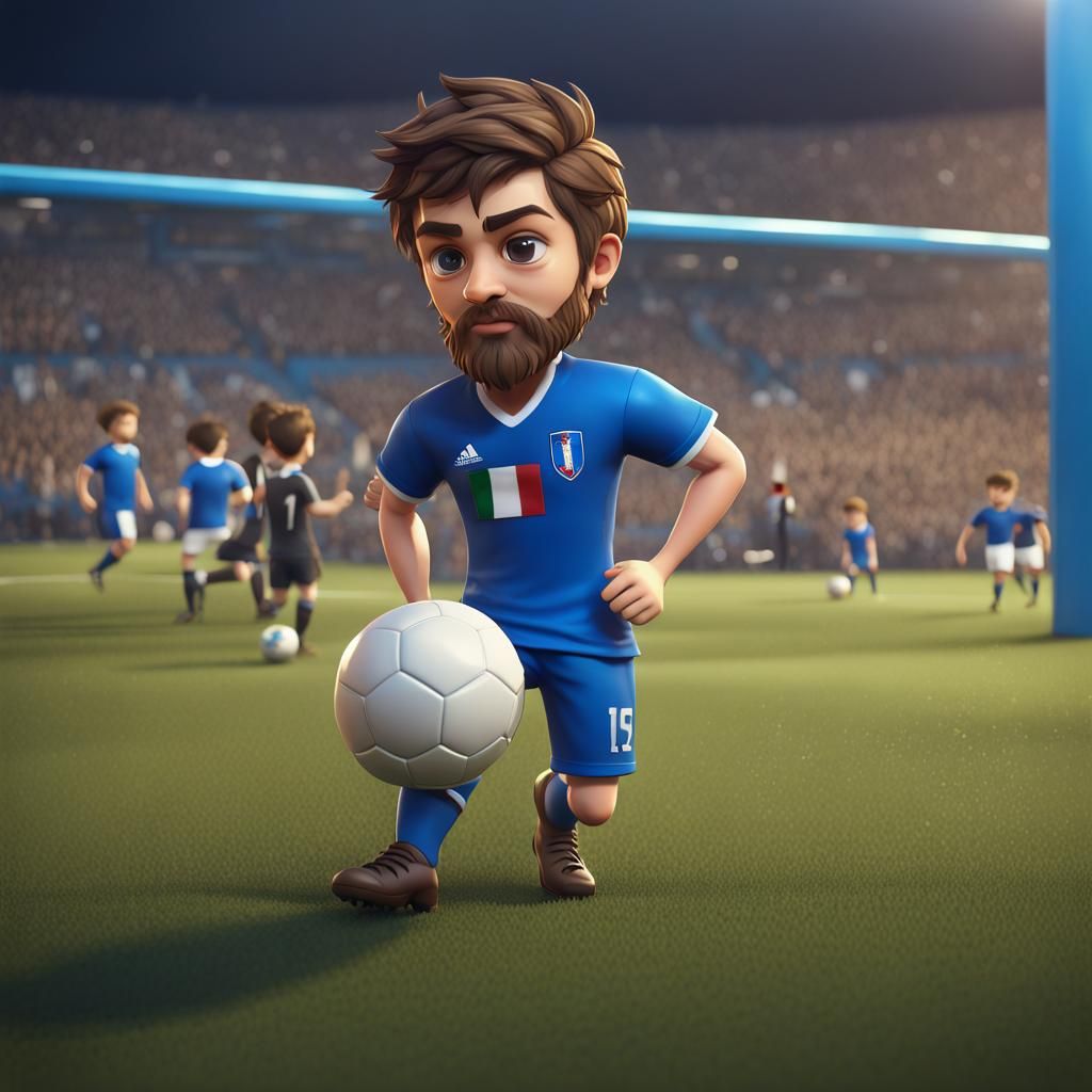 Chibi Soccer Player in Italy T-Shirt, Digital Art