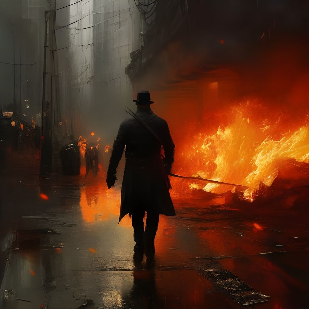 Person Walks Through Fire, Splash Art Style