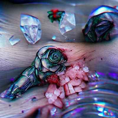 Crystals and Roses Covered in Red
