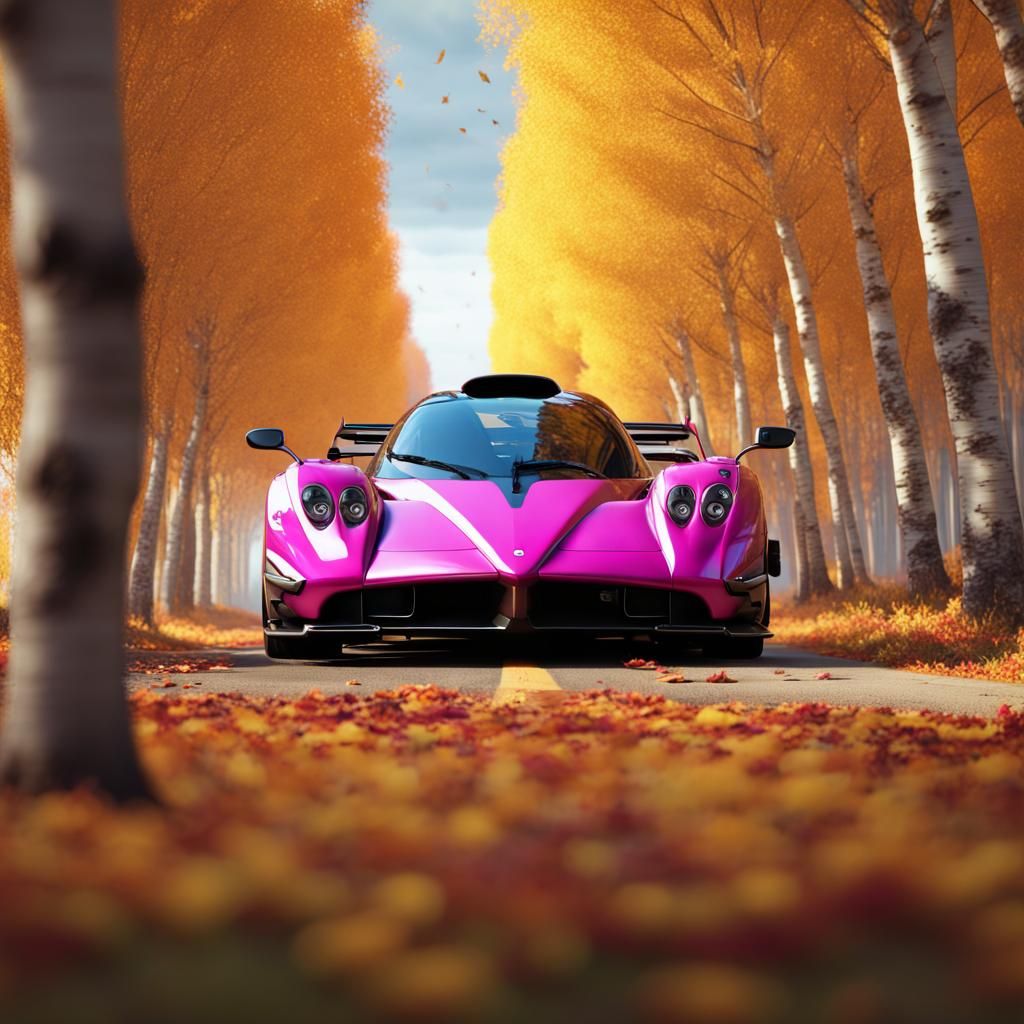 Magenta Pagani Zonda in Autumn Birch Alley