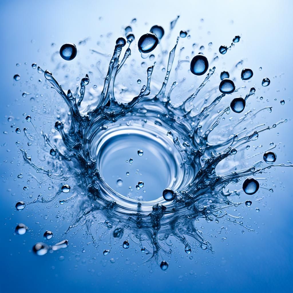 Splashing Water Droplets in Dynamic Macro Photograph