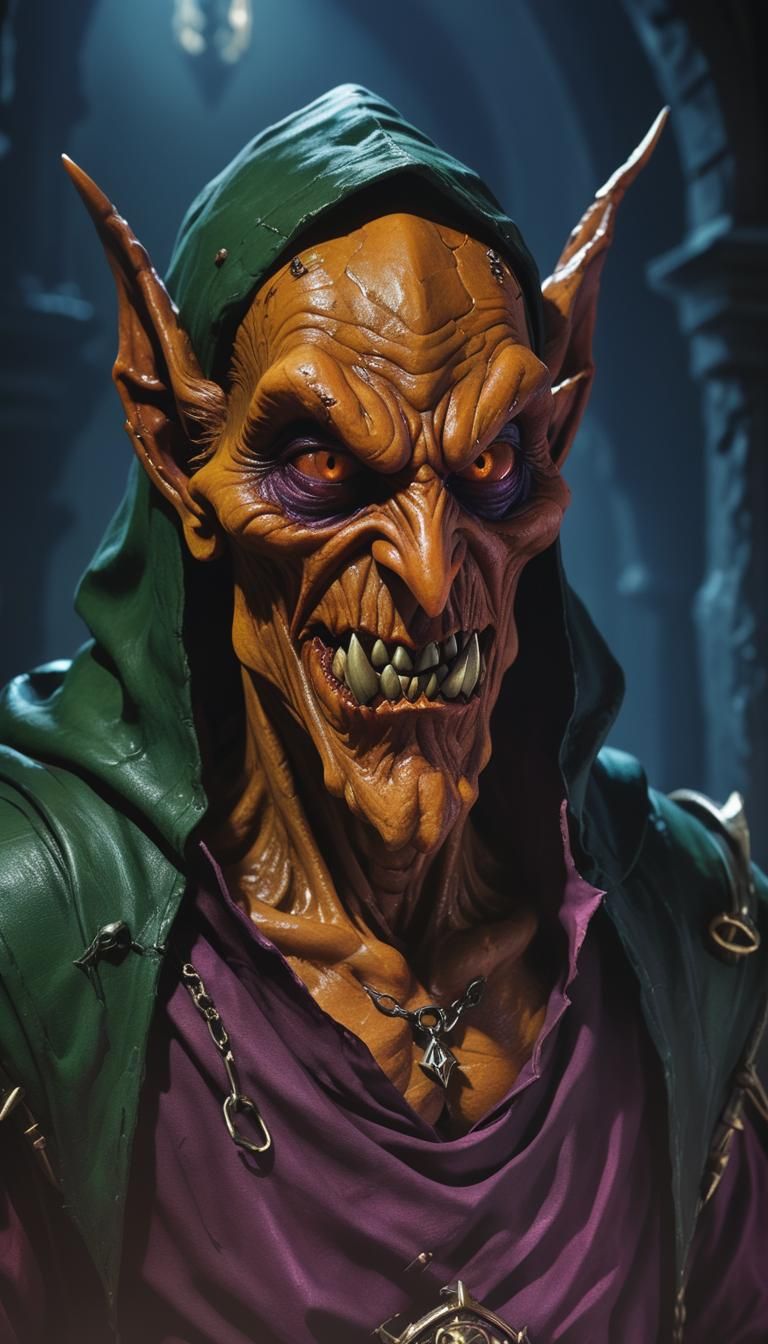 Hobgoblin Mastermind in Shadows: Hyperrealistic Concept Art