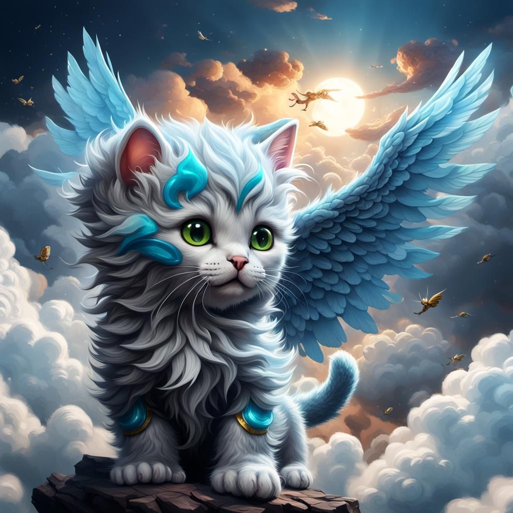 A kitten with wings