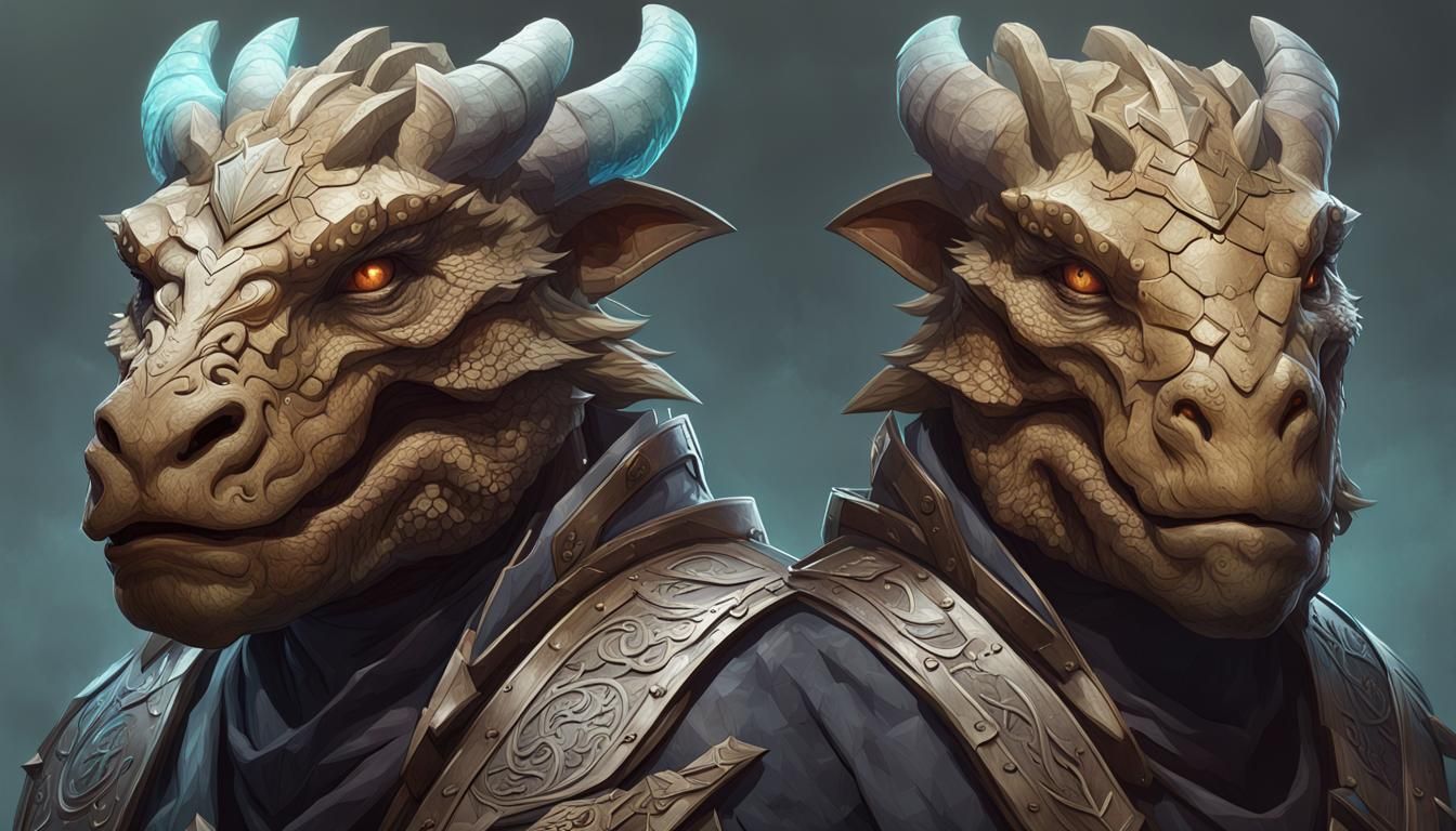 Detailed Dragonborn Portrait in Splash Art Style