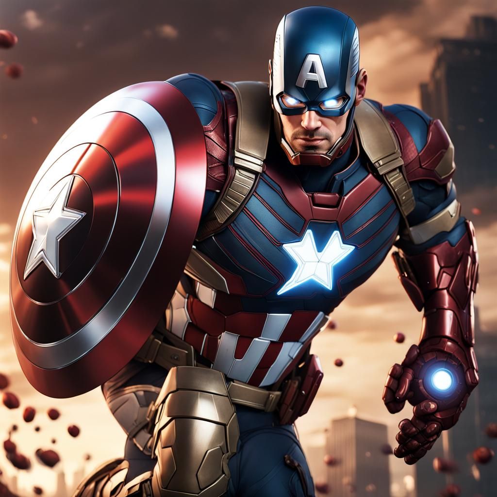 Anime-Style Iron Man vs. Captain America