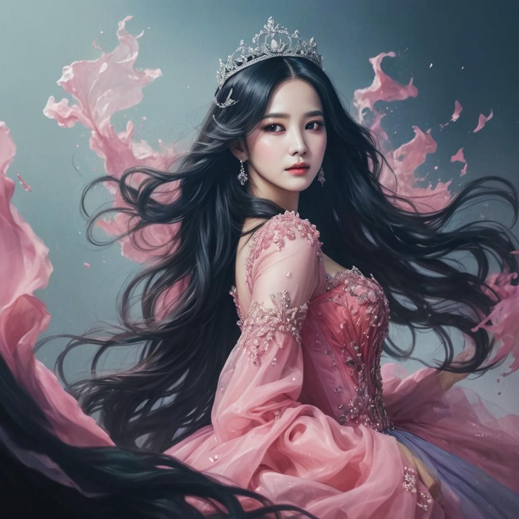 Seohyun in Pink Gown: Hyperrealistic Concept Art