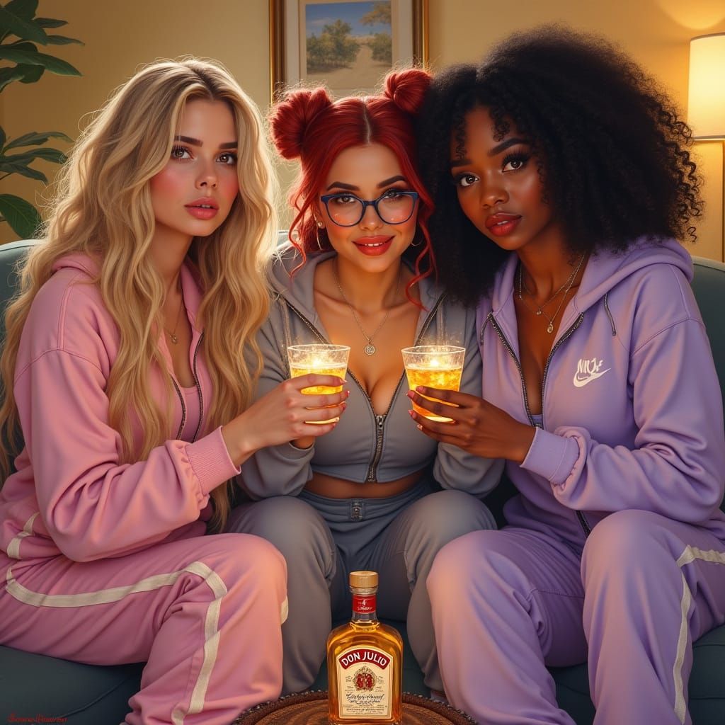 Gathered Friends in a Cozy Living Room