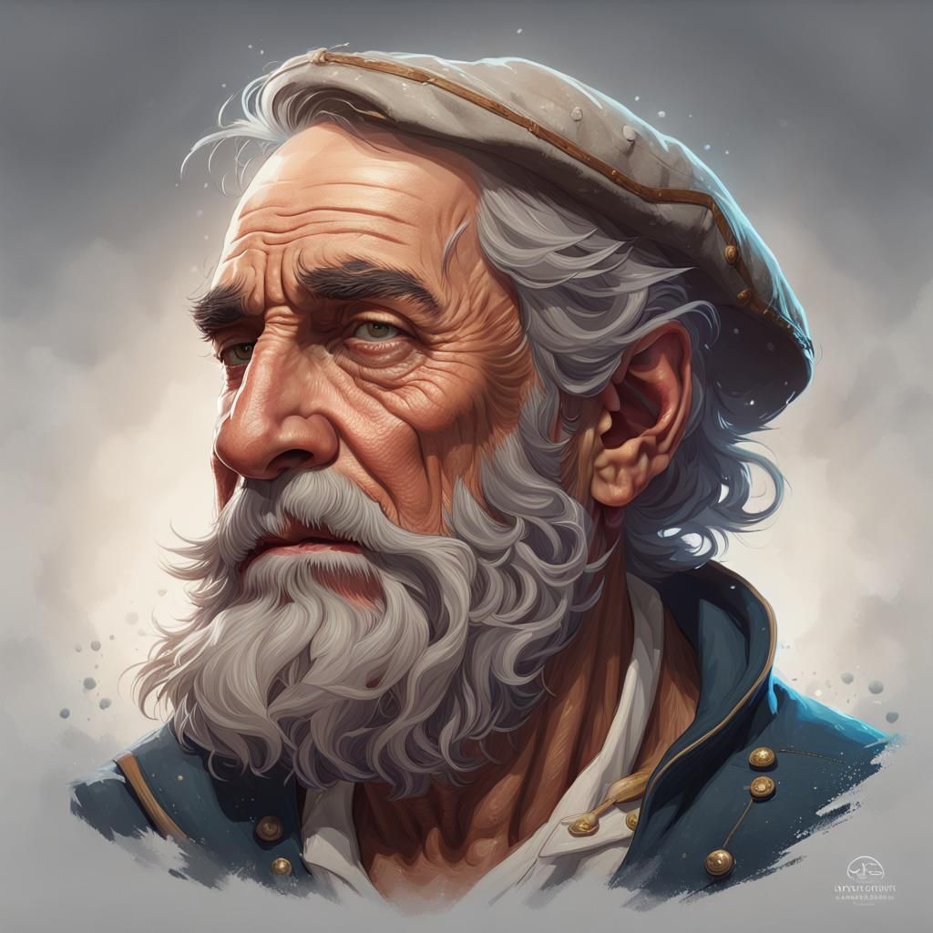 Detailed Portrait of an Old Sailor