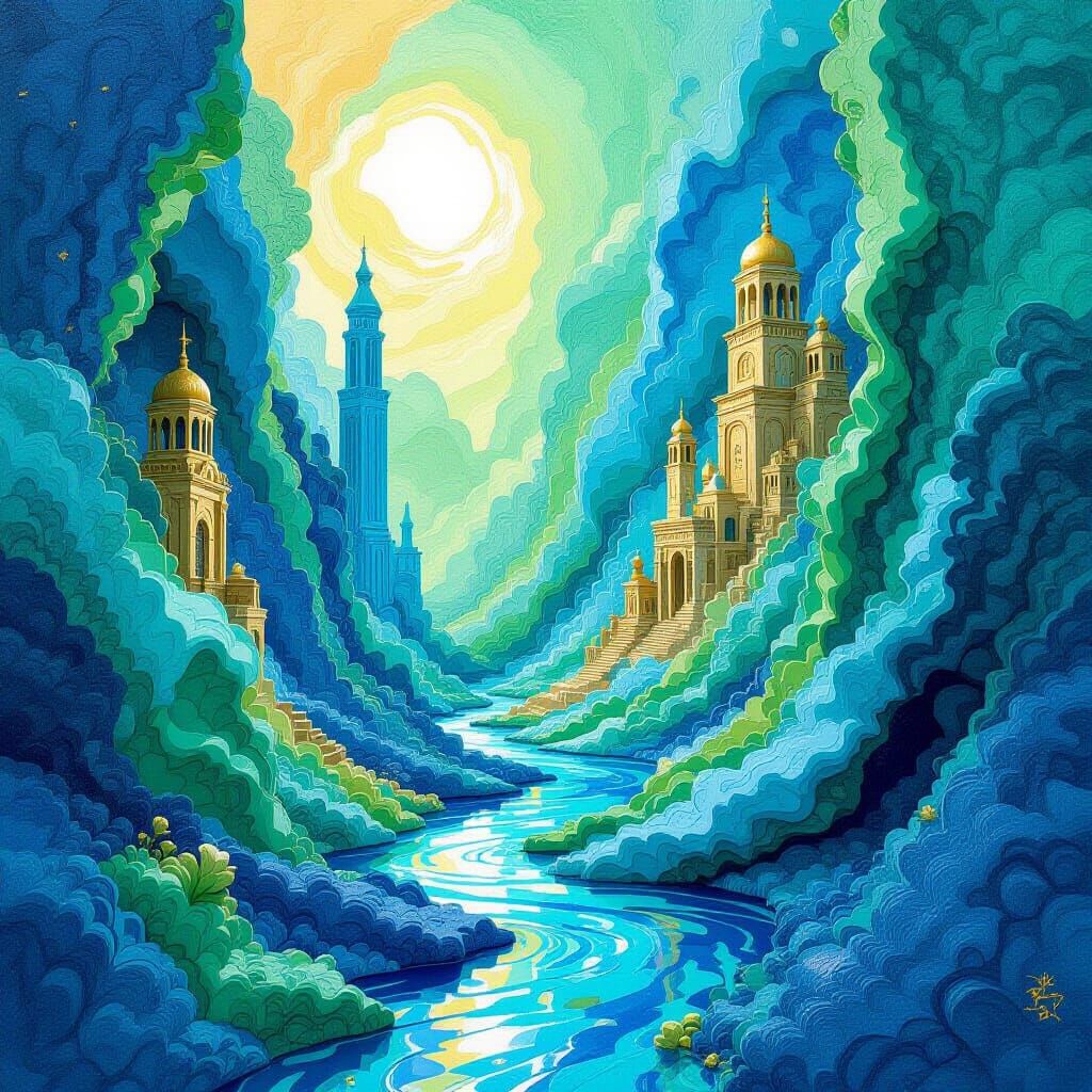 Abstract Plasticine Landscape with Hidden Creatures