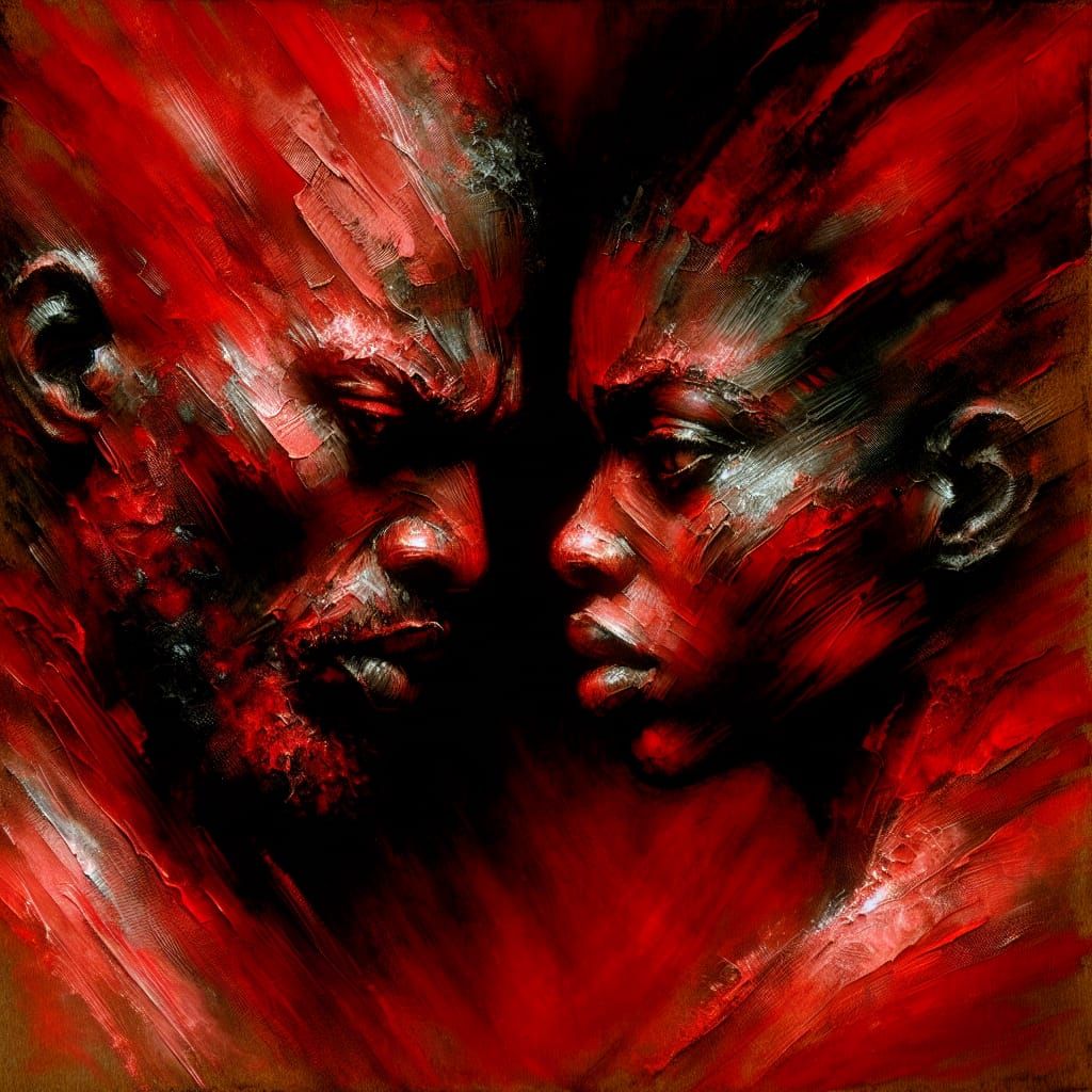Expressionism turmoil red couple***
