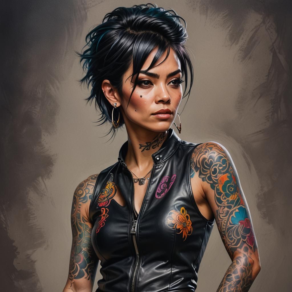 Funky Woman Portrait in Editorial Fashion Illustration Style