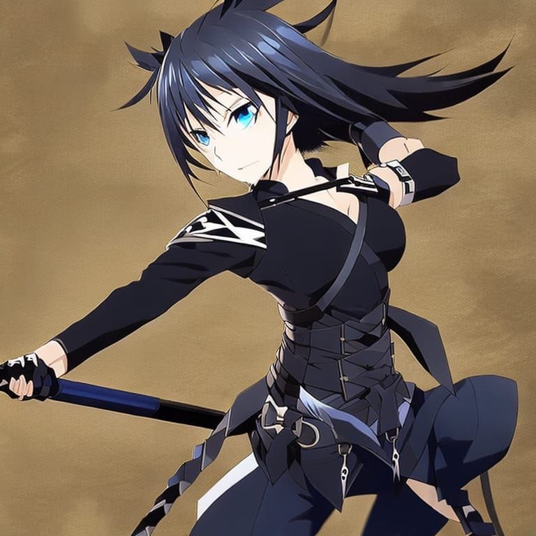 Anime-Style Ninja Woman with Blue Eyes