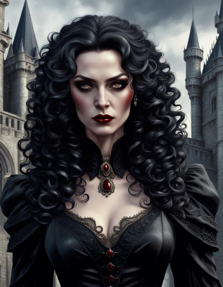 Aristocratic Vampire Lady Portrait in Gothic Style