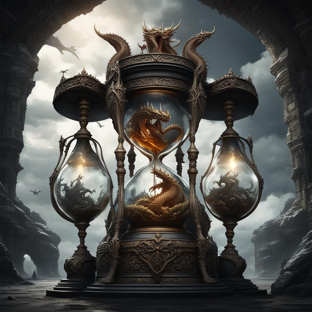 Dragon Hourglass Dark Fantasy Concept Art