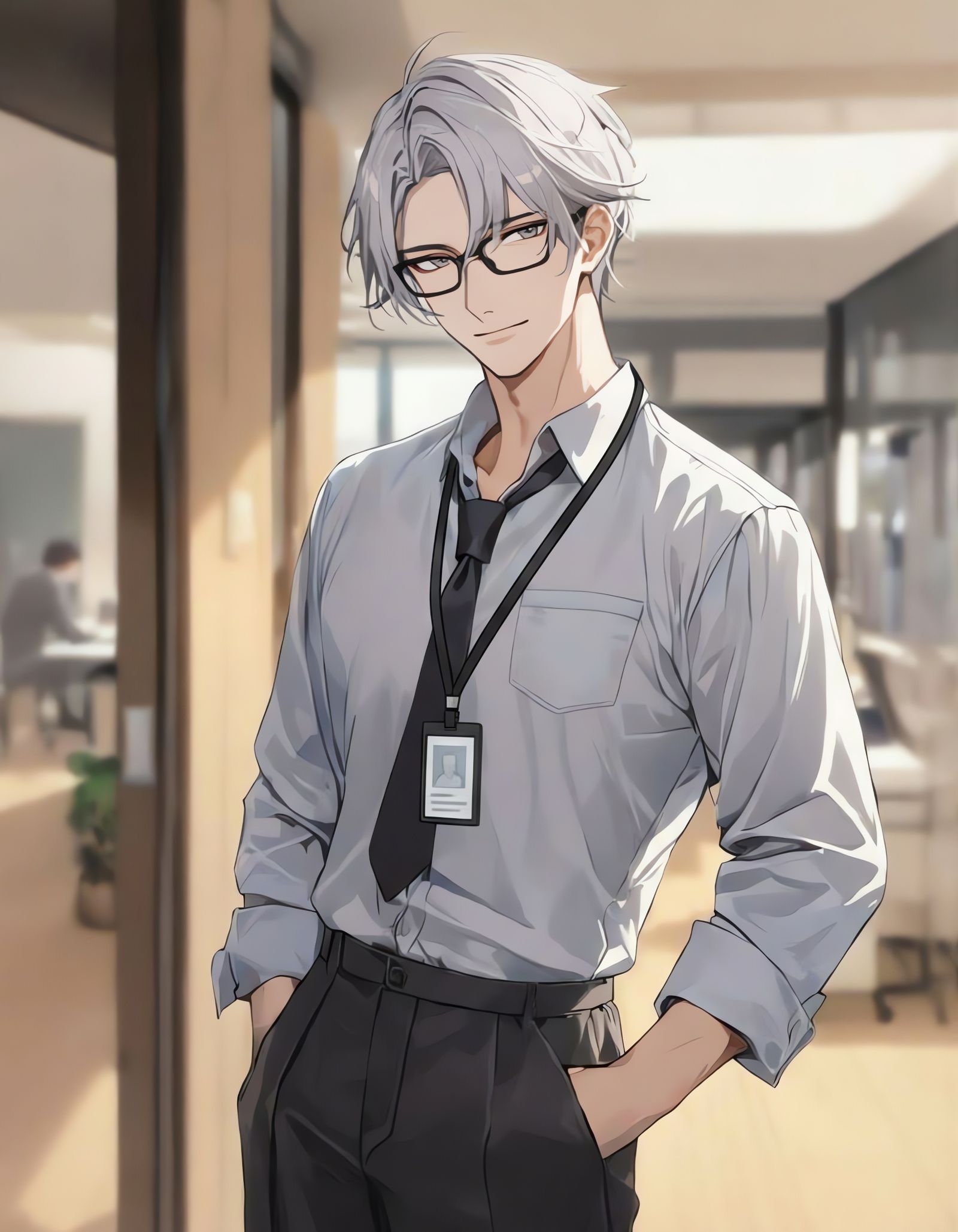 Bishounen in Office Attire with Glasses