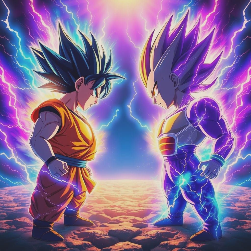 Epic Dragon Ball Battle in Vibrant Anime Style