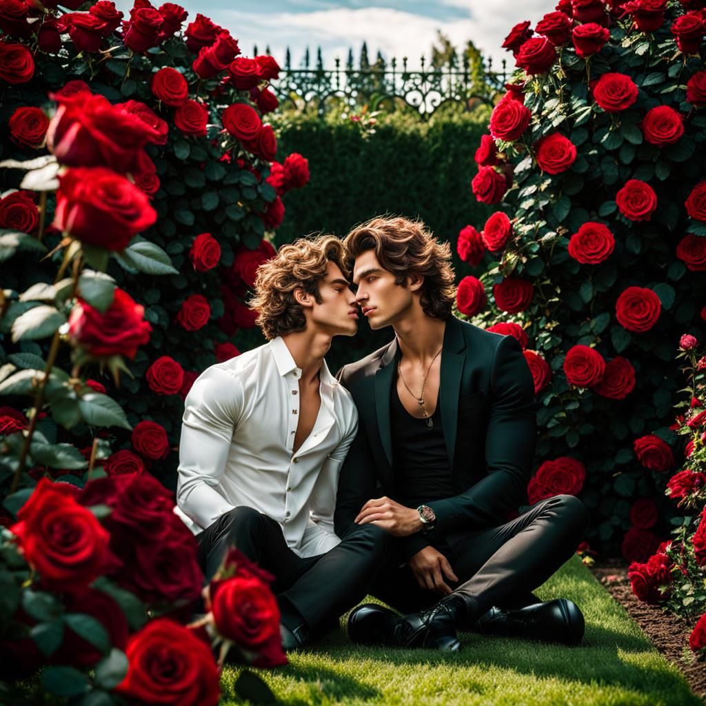 On the Brink of a Kiss in the Rose Garden