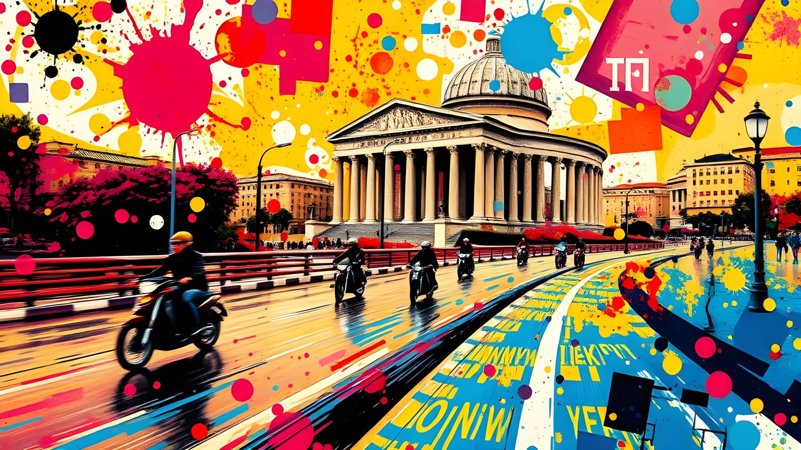 Modern Rome Splatter Art by Pollock and Murakami