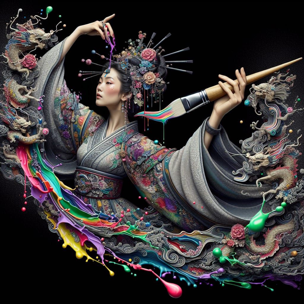 Princess Dances with Brush Painting Mural