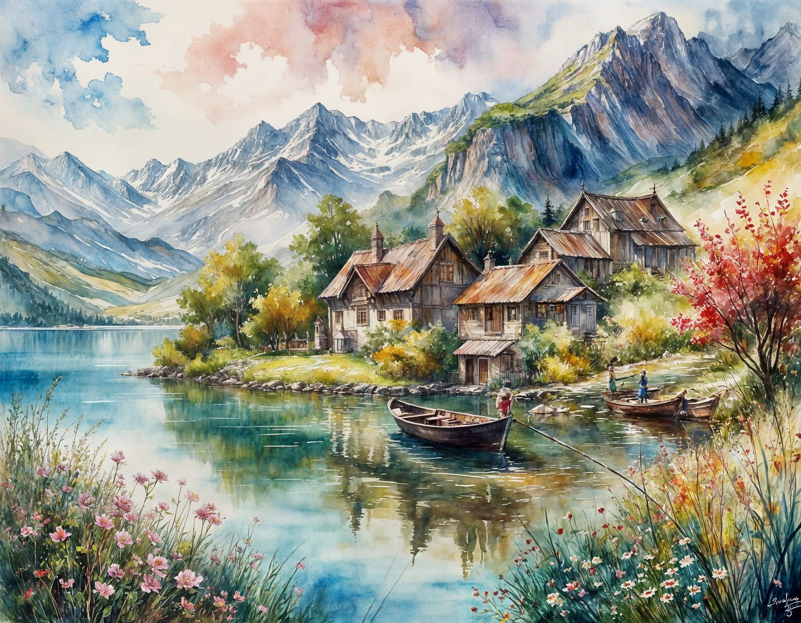 Stunning Summer Landscape in Watercolour Style