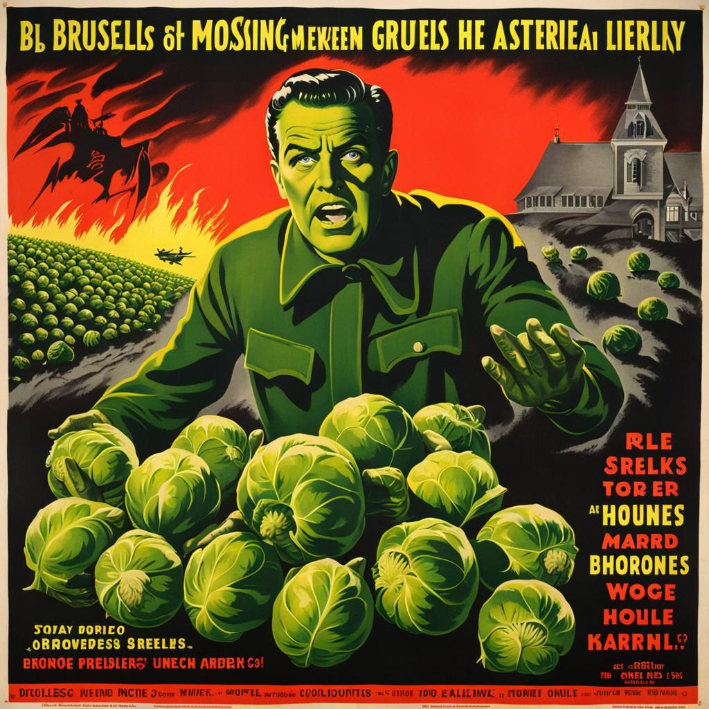 Brussels Sprouts Are Deadly: 1950s Horror Poster
