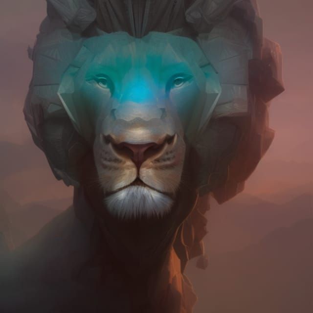 Lion God Hybrid: Detailed Digital Art