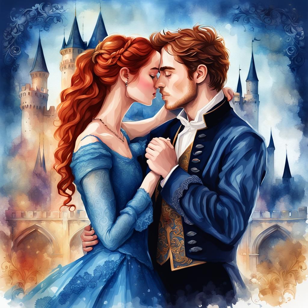 Romantic Kiss in Ethereal Fantasy Style