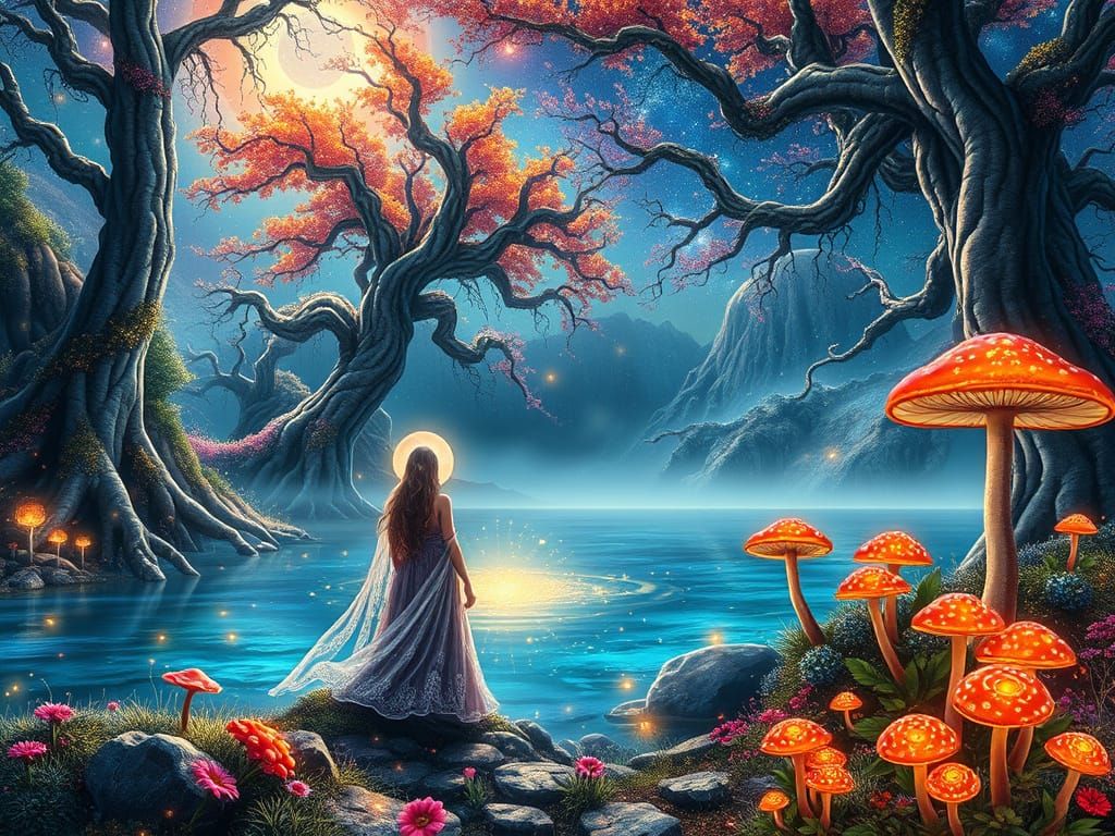 Surreal Ozian Goddess in Cosmic Landscape