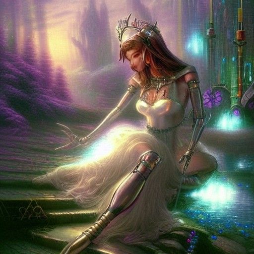 Cybernetic Elf Queen Android in Ethereal Mist