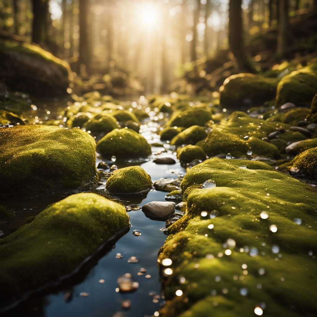 Crystals Adorn a Serene Earthy Pathway