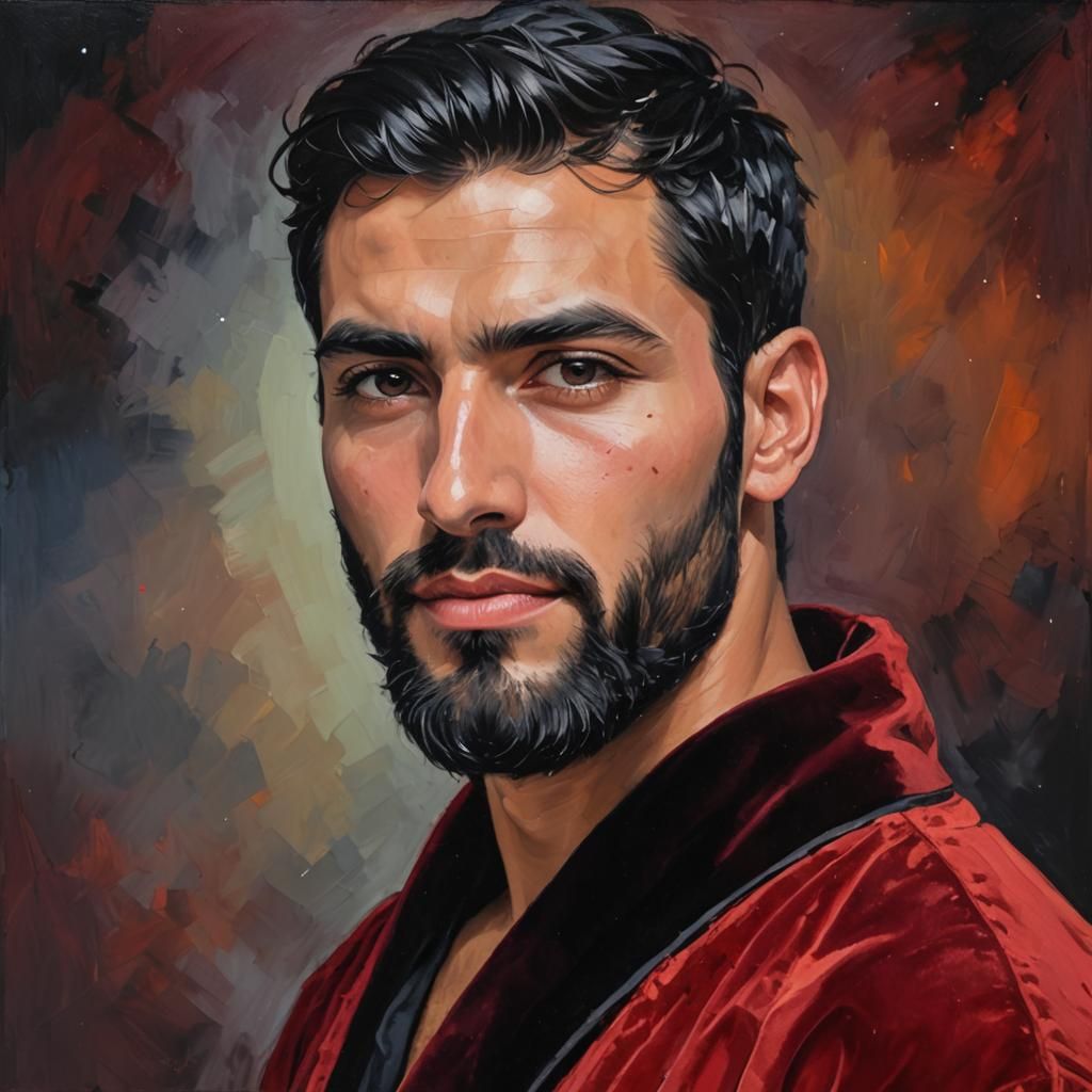 Expressive Portrait in Neo-Expressionist Impasto Style