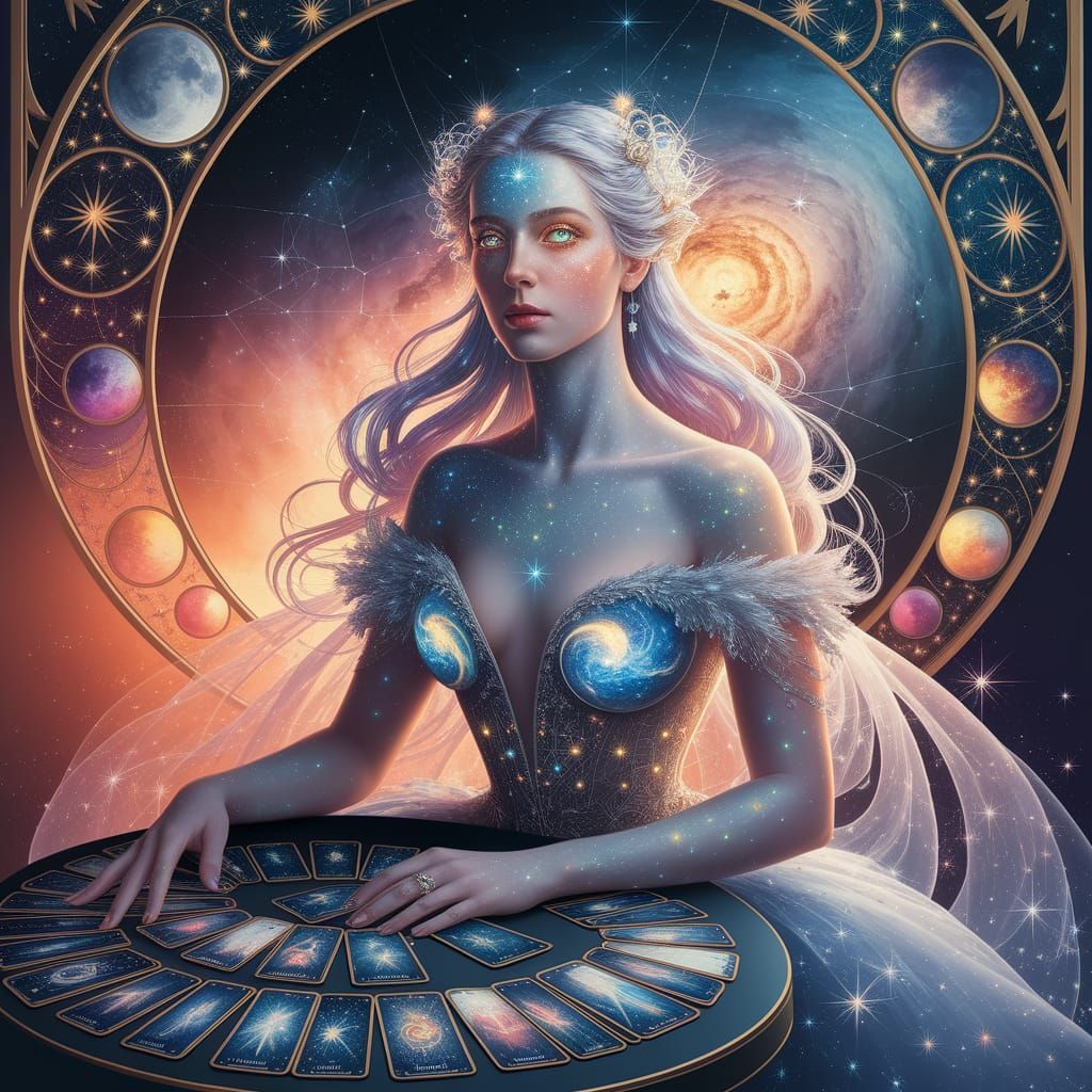 Celestial Fortune Teller in Art Nouveau Style